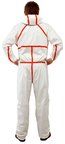 4565白色帶帽紅色膠條連體防護服
